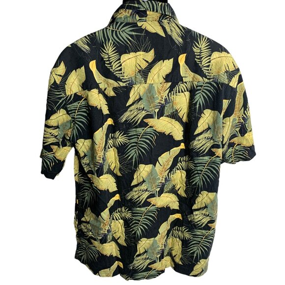 Vintage Trader Bay Hawaiian Camp Shirt L Black Floral Pockets Short Sleeves - Picture 4 of 6